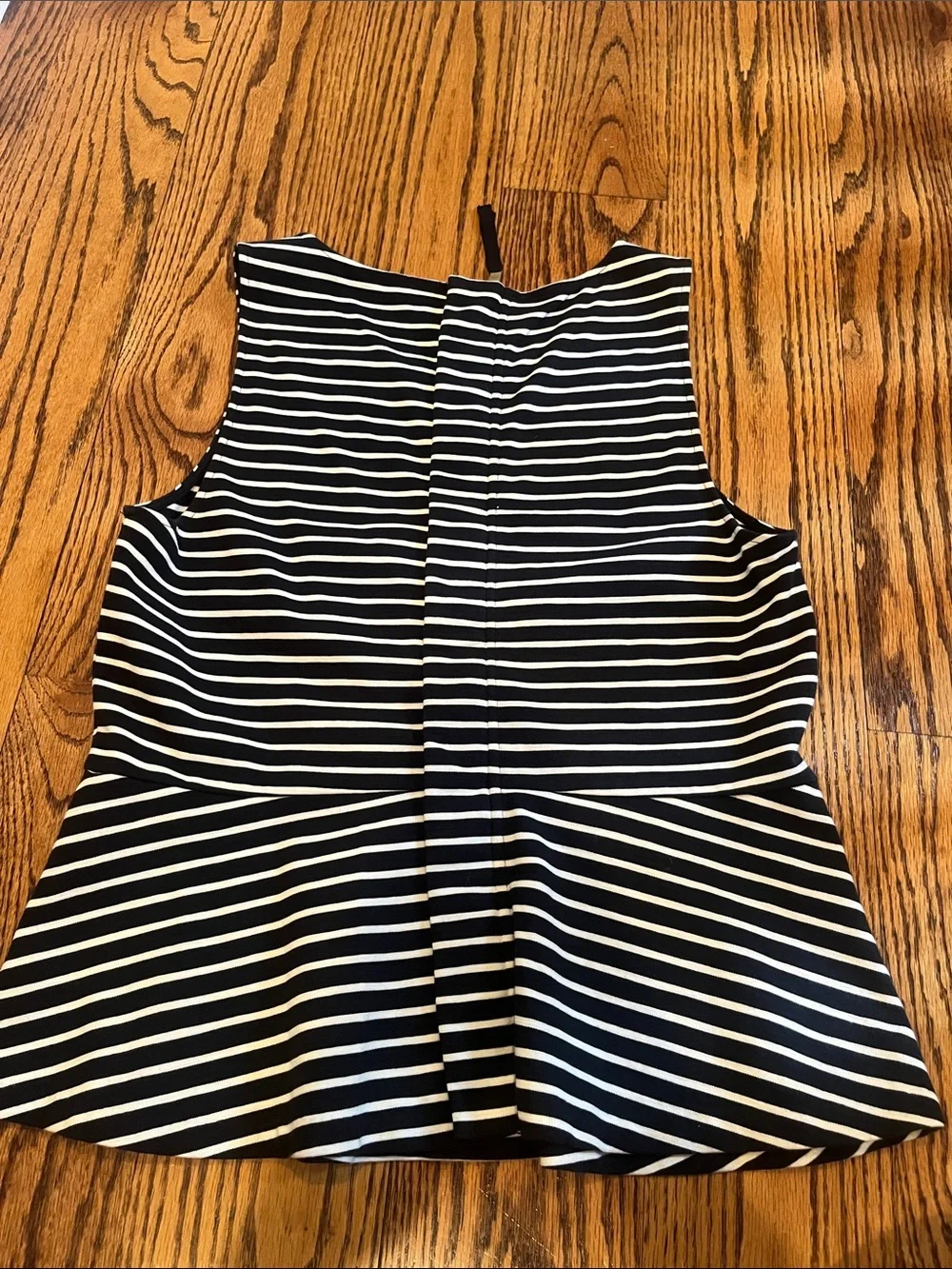 J. Crew Black and White Striped Peplum Tank